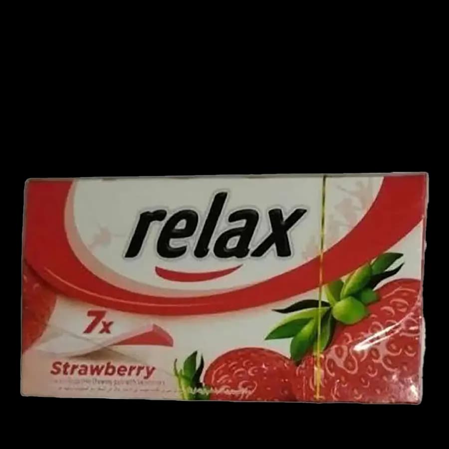 آدامس ریلکس relax مدل استیکی طعم توت فرنگی بسته 7 عددی باکس 21 تایی