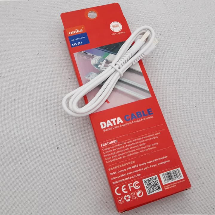 کابل شارژ USB به لایتنینگ آیفون 6 آمپر اونیکا فست شارژ مدل Onika Ms-51-1 — تصویر ۳