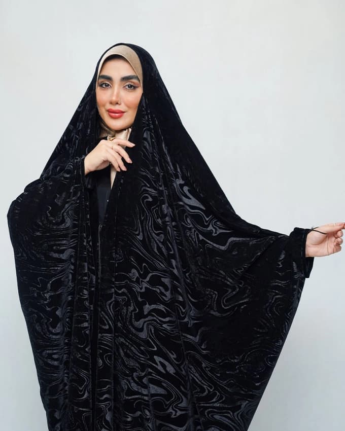 چادر عربی جده مخمل ونوس ایتالیا طرح موج — تصویر ۲
