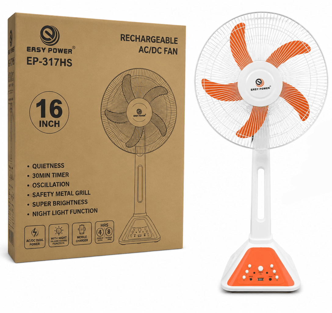پنکه ایستاده شارژی Easy Power مدل EP-317HS | پنکه 16 اینچی AC/DC با چراغ LED — تصویر ۳