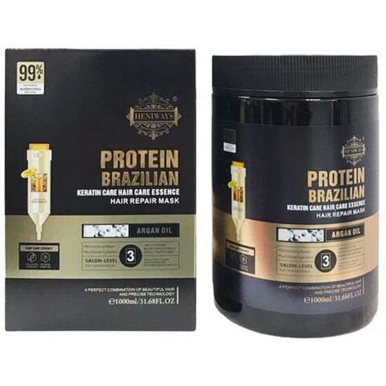 ماسک ترمیم موی پروتئین برزیلی Protein Brazilian مدل کراتین و آرگان حجم 1000 میل