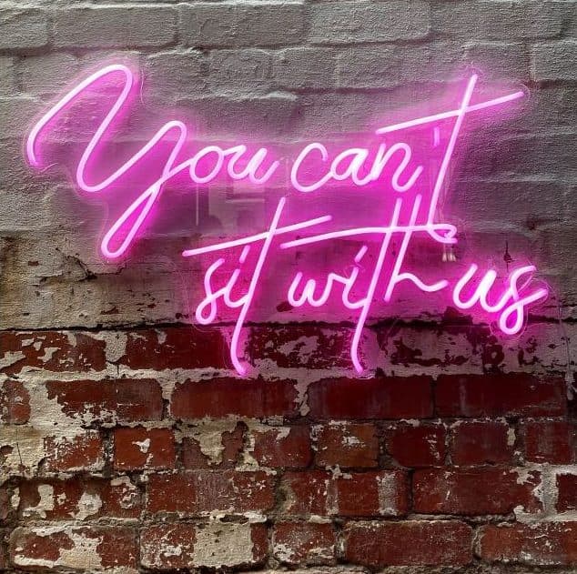 تابلو نئون طرح نوشته ” you can’t sit with us ” کد021