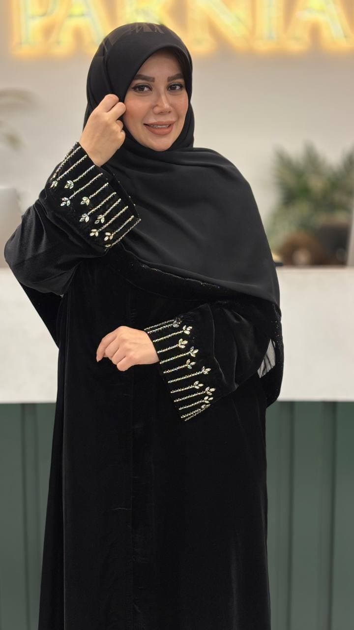 مانتو عبا مخمل جواهر دوزی گندم زار