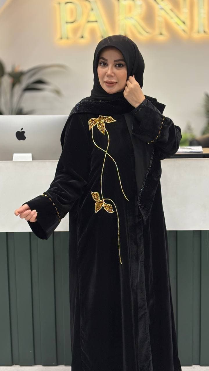 مانتو عبا مخمل جواهر دوزی گوهر