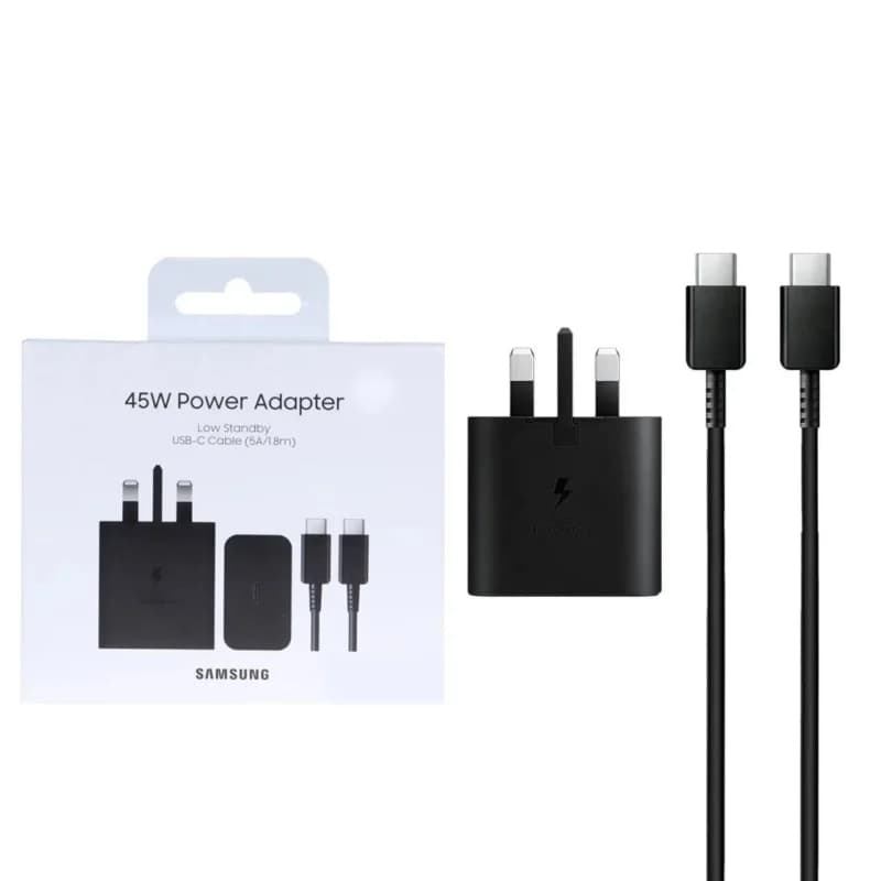 شارژر دیواری سه پین PD و فست Samsung مدل T4511 45W به همراه کابل شارژ Type-C To Type-C – مشکی (گارانتی یکساله شرکتی) NZ — تصویر ۳
