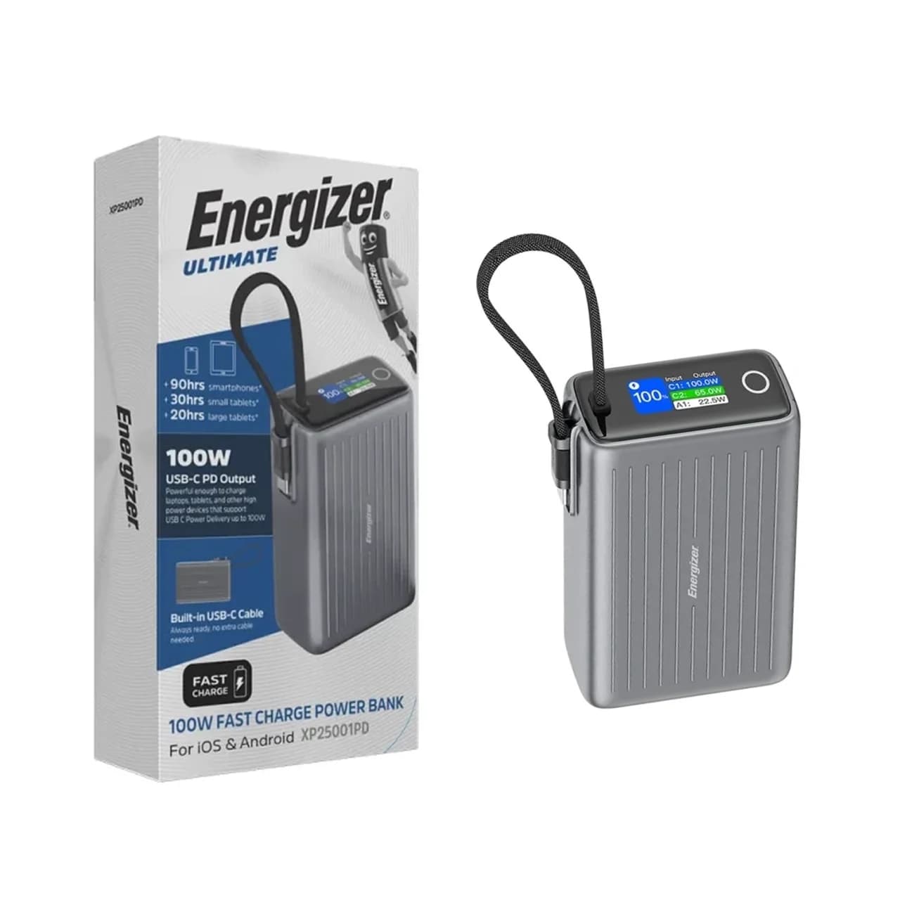 پاوربانک PD و فست شارژ Energizer 100W 25000mAh مدل XP25001PD – خاکستری (گارانتی متین) — تصویر ۱۰