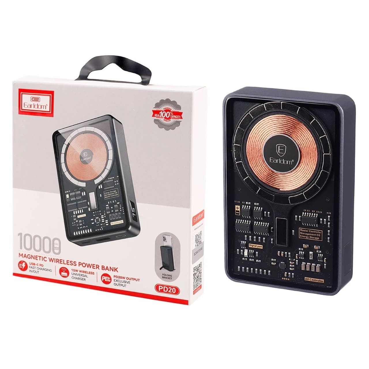 پاوربانک PD و فست شارژ Earldom 10000mAh مدل ET-PD20 20W – مشکی