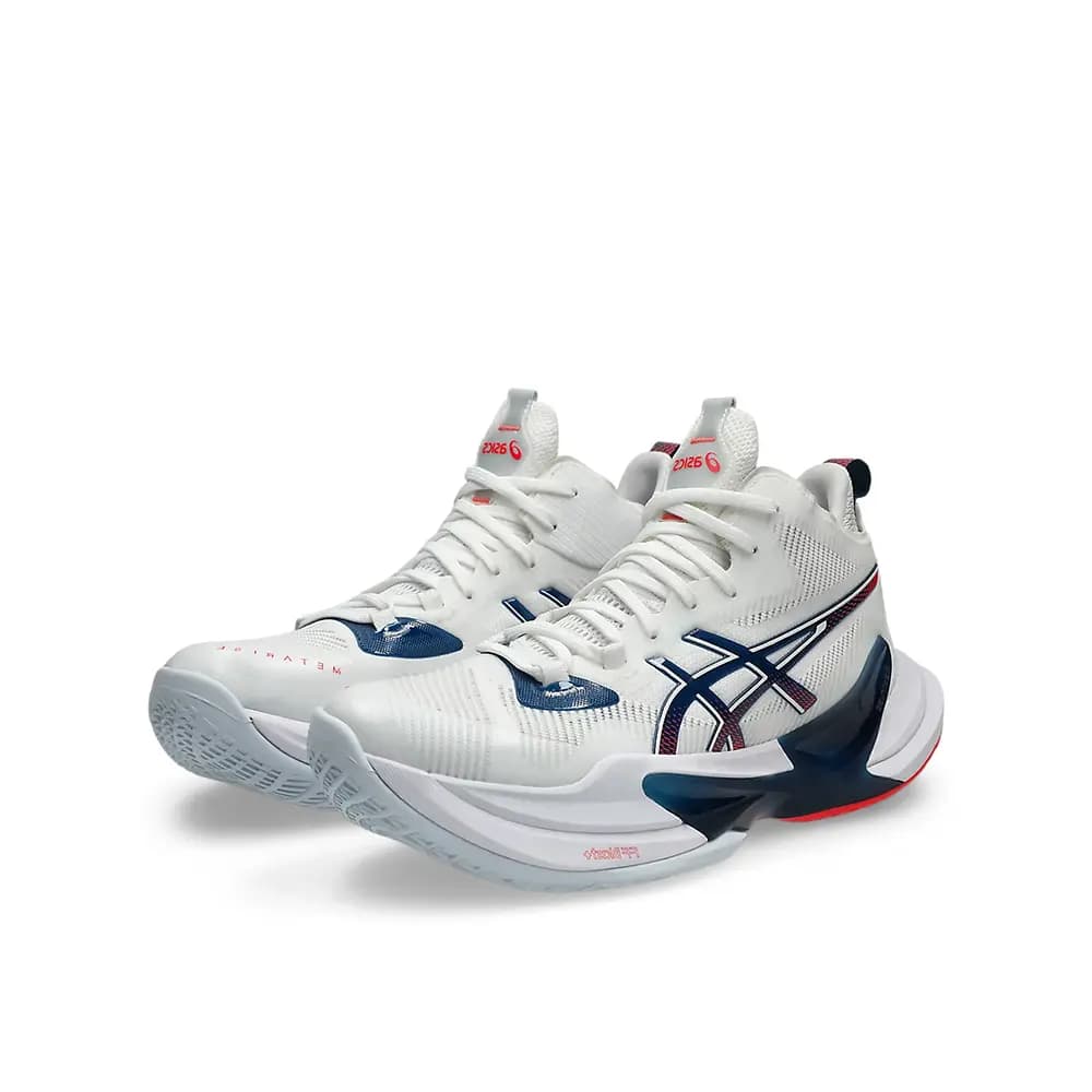 کتونی والیبال 2 Asics Metarise Paris اسیکس متارایز پاریس 2 رنگ سفید سرمه‌ای — تصویر ۳