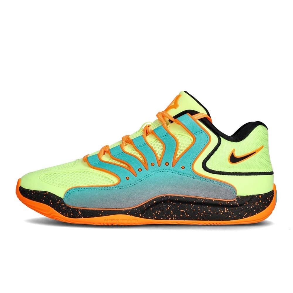کتونی بسکتبال Nike KD 18 نایک کِی دی 18 رنگ فسفری نارنجی سبزآبی