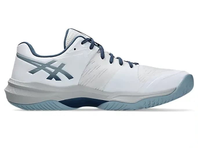 کتونی والیبال بدون ساق Asics Sky Elite 3 Paris Low اسیکس اسکای الیت 3 پاریس لو رنگ سفید طوسی سرمه ای آبی — تصویر ۴