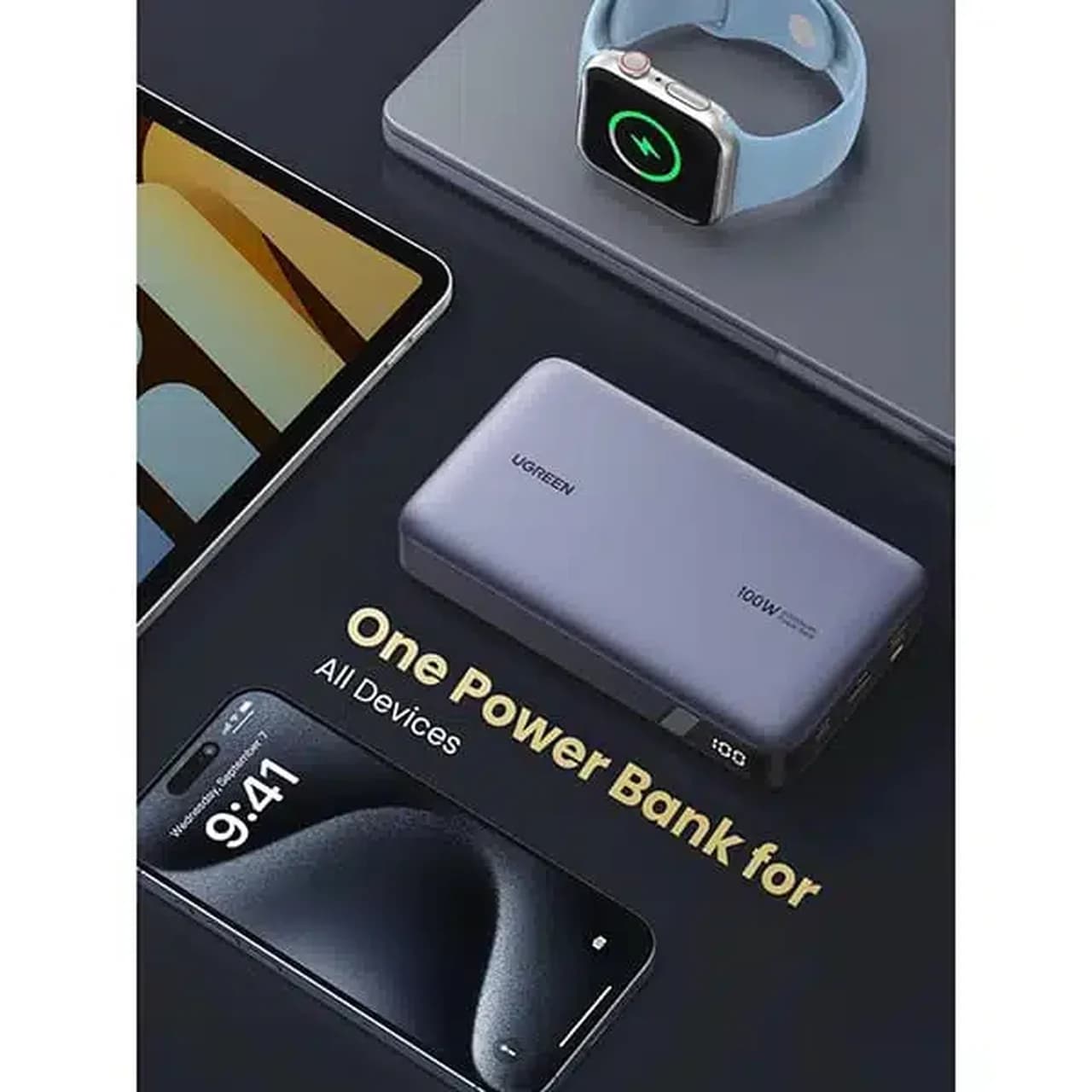 پاوربانک PD و فست شارژ UGREEN 100W 20000mAh مدل PB720-25188 – خاکستری (گارانتی 18 ماهه آسان پیشرو) — تصویر ۶