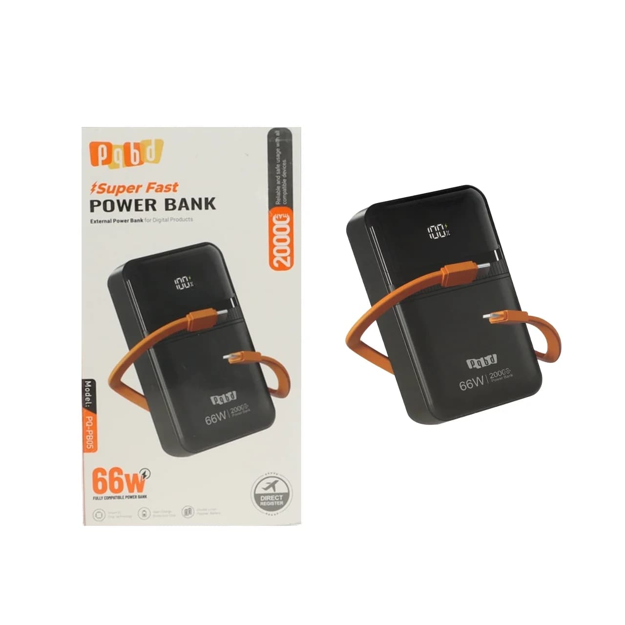 پاوربانک PD و فست شارژ PQBD 66W 20000mAh مدل PQ-PB05 – مشکی — تصویر ۳