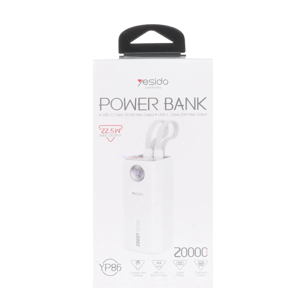 پاوربانک فست شارژ Yesido 20000mAh مدل YP86 22.5W – سفید (گارانتی 12 ماه تعویض نیکان همراه) — تصویر ۳