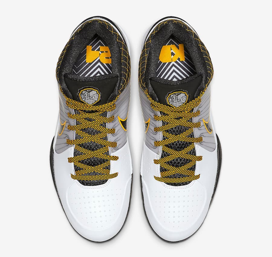 کتونی بسکتبال Nike Kobe 4 Protro نایک کوبی پروترو 4 سفید مشکی زرد — تصویر ۶