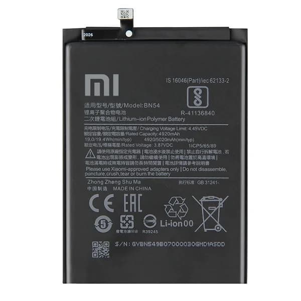 باتری شیائومی Xiaomi Redmi Note 9 Pro Max مدل: BN54