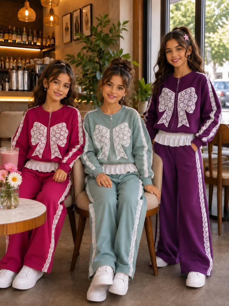 سویشرت و شلوار پاپیون دخترانه ۴ تا ۱۱ سال