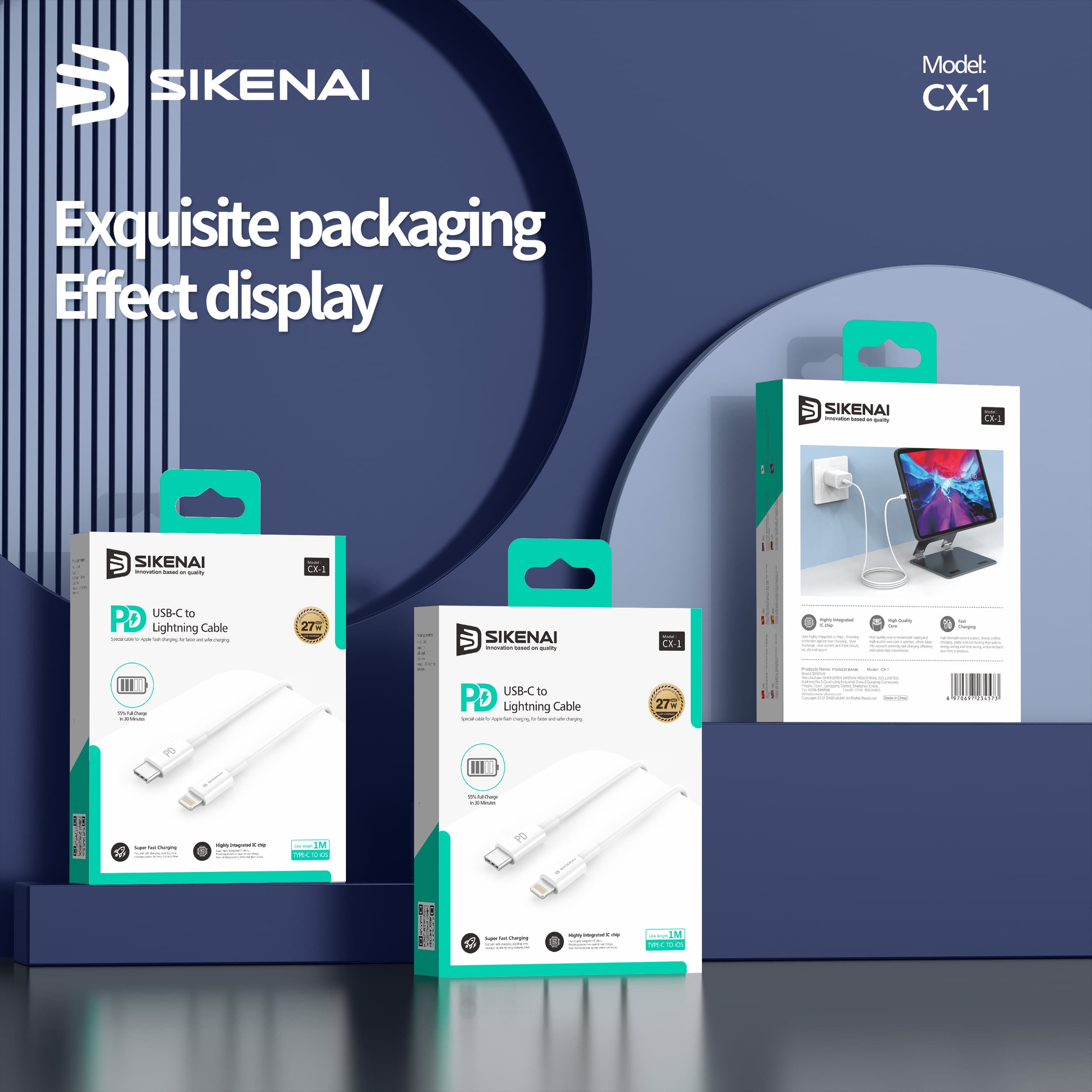 کابل تایپ سی به لایتنینگ SIKENAI CX1 — تصویر ۳