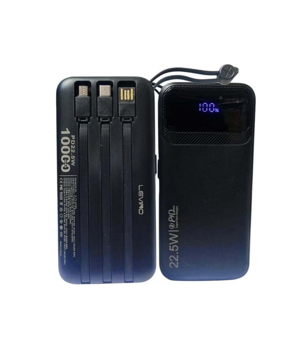 پاوربانگ ۱۰ هزار لوینو مدل powerbank 10000 levino N-30 پاوربانک کابل متصل