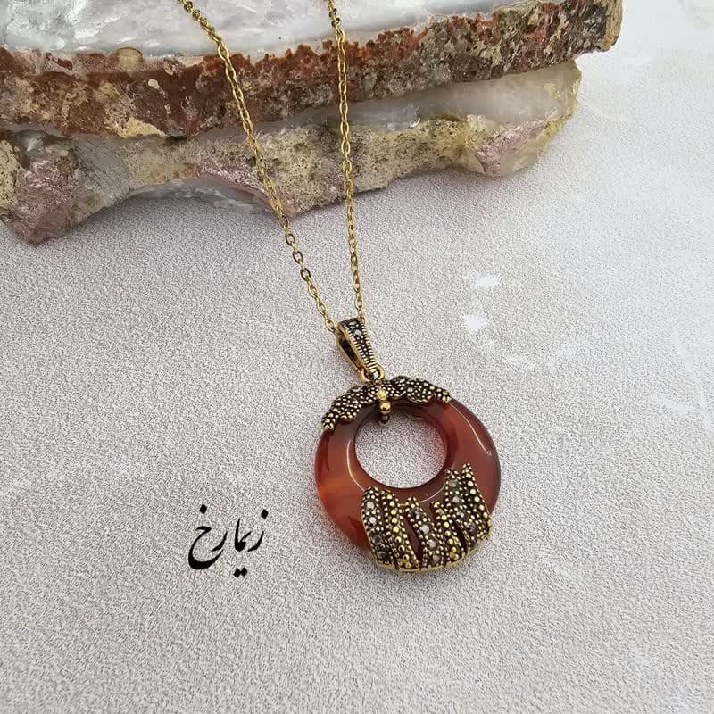 گردنبند سیاه قلم طرح عقیق — تصویر ۲