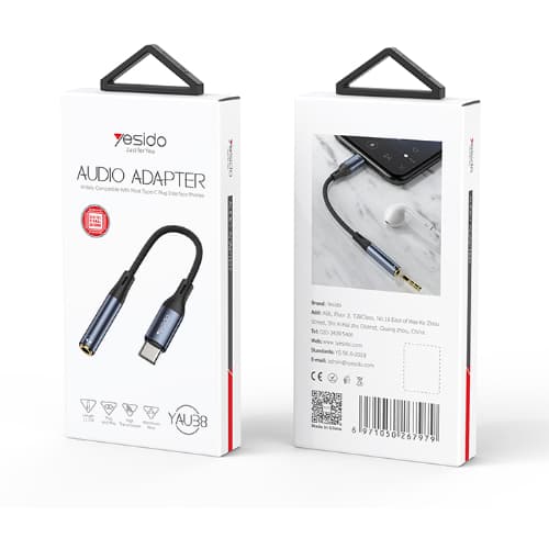 تبدیل کابلی یک TYPE C نری به یک SOUND مادگی مدل yesido YAU38 — تصویر ۴