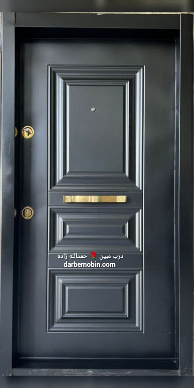 درب ضدسرقت روی فلز سه قاب کلاسیک مشکی جدید کد 816