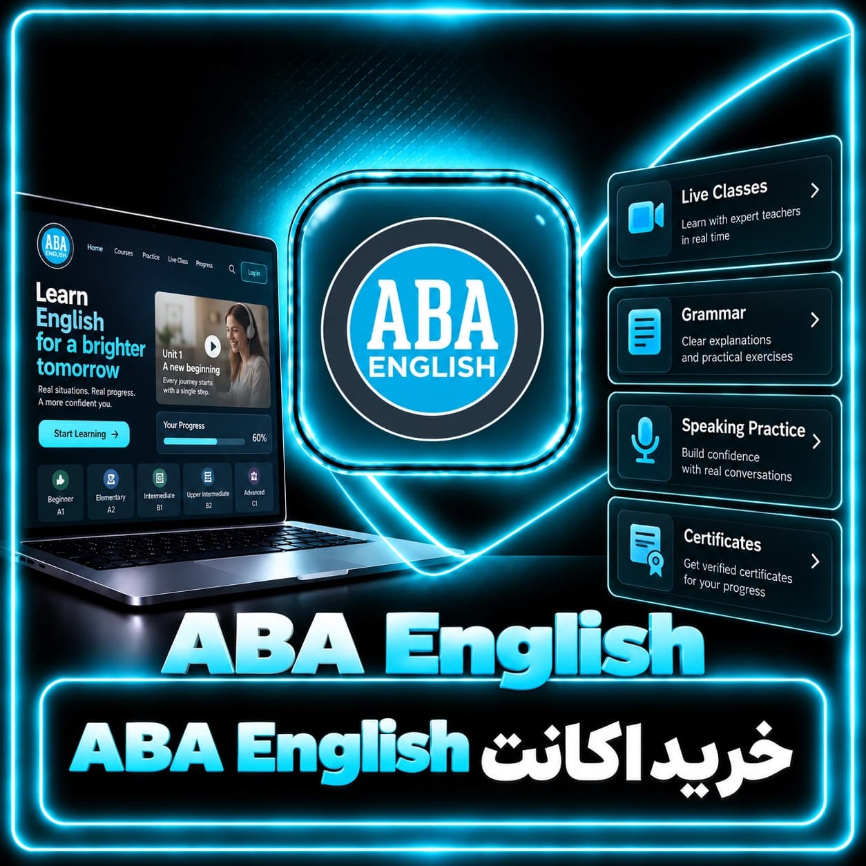 اکانت ABA English پرمیوم روی ایمیل شما (ارزان)
