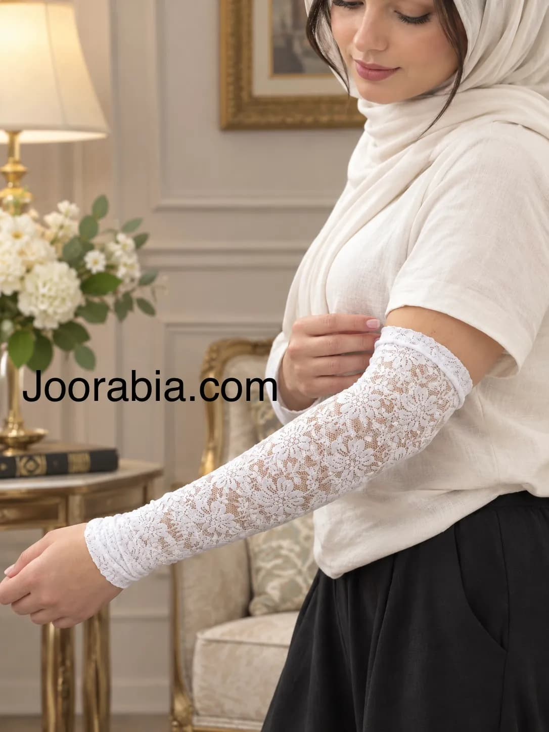 ساق دست زنانه تمام گیپوری سفید(12جفت)