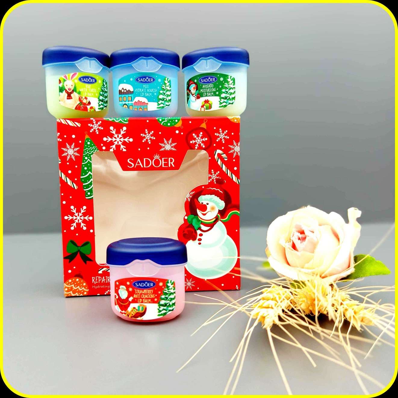 ست بالم لب ترمیمکننده سادور مدل کریسمس | SADOER Christmas Repair Nourishing Lip Balm Set