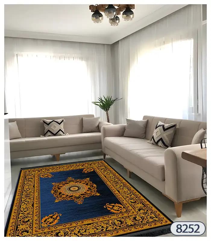 فرشینه پریمیوم فرش باکس سرمه ای طلائی کد825 — تصویر ۳