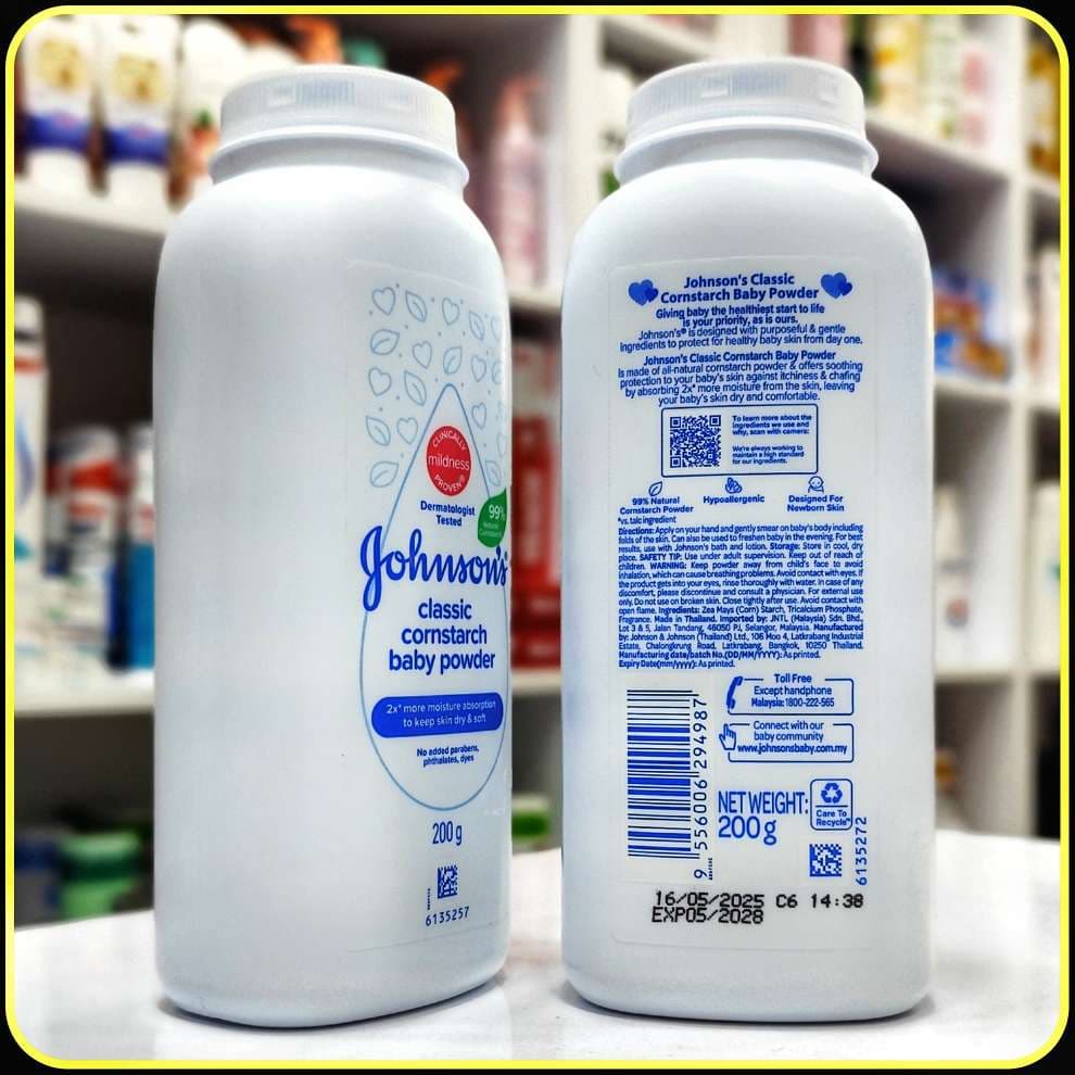 پودر بچه جانسون کلاسیک ۲۰۰ گرم | Johnson’s Classic Cornstarch Baby Powder — تصویر ۲
