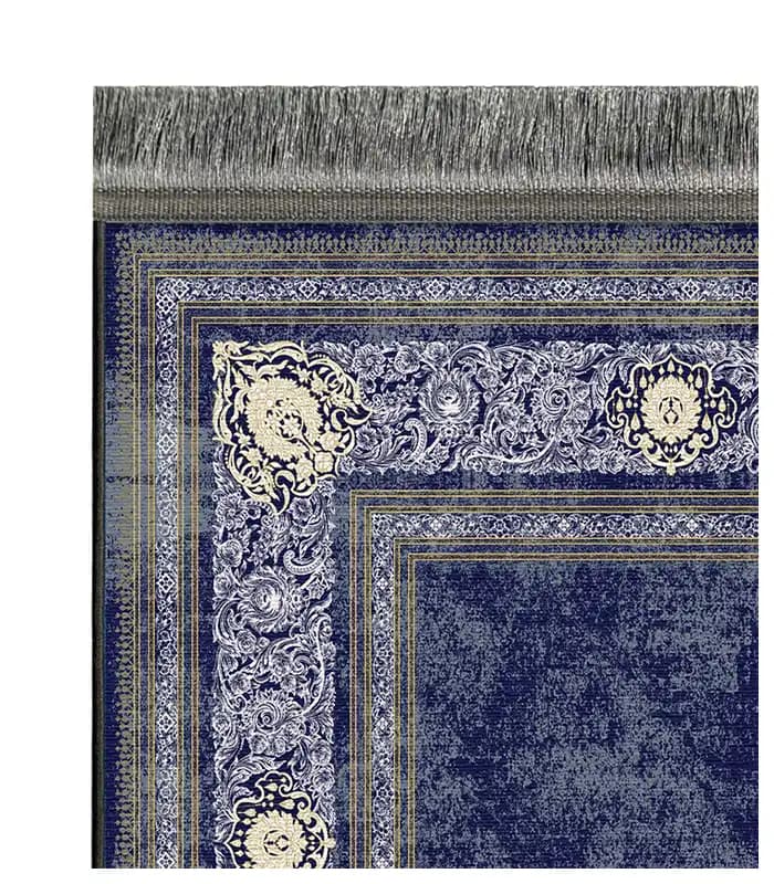 فرشینه کلاسیک نقشه اصفهان کرم آبی کد 8150 — تصویر ۴