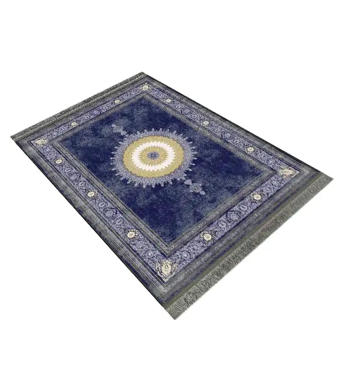 فرشینه کلاسیک نقشه اصفهان کرم آبی کد 8150 — تصویر ۳