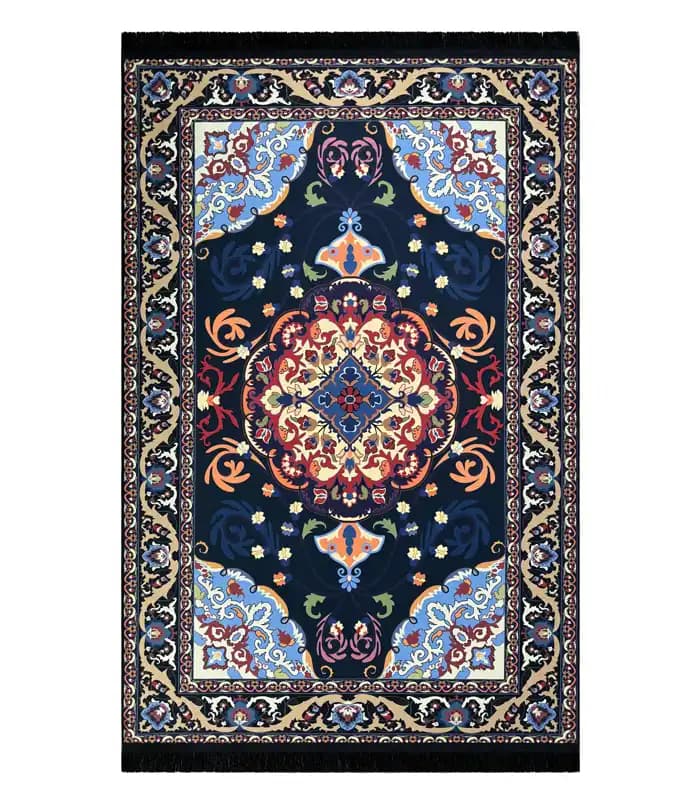 فرشینه کلاسیک عشایری بیجار زمینه سرمه ای کد4030