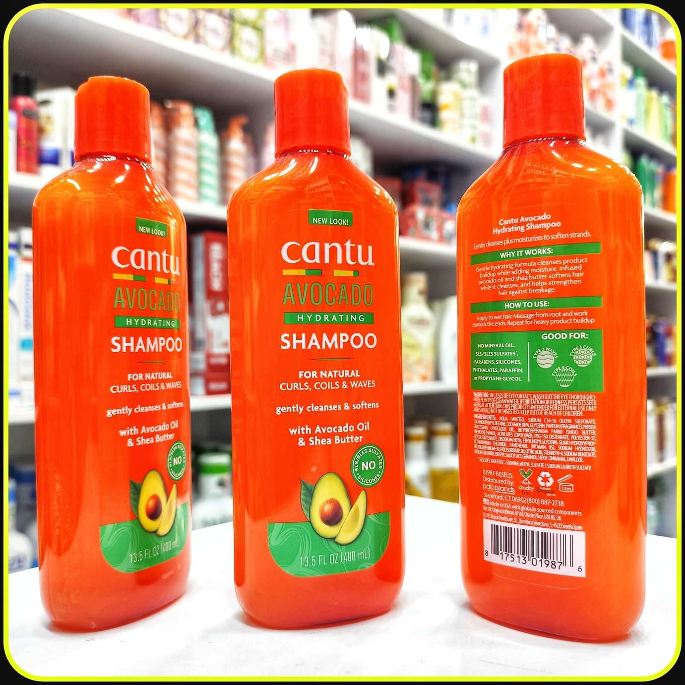 شامپو آووکادو کانتو Cantu Avocado Hydrating Shampoo مناسب موهای فر، مجعد و موج‌دار ۴۰۰ میلی‌لیتر — تصویر ۲