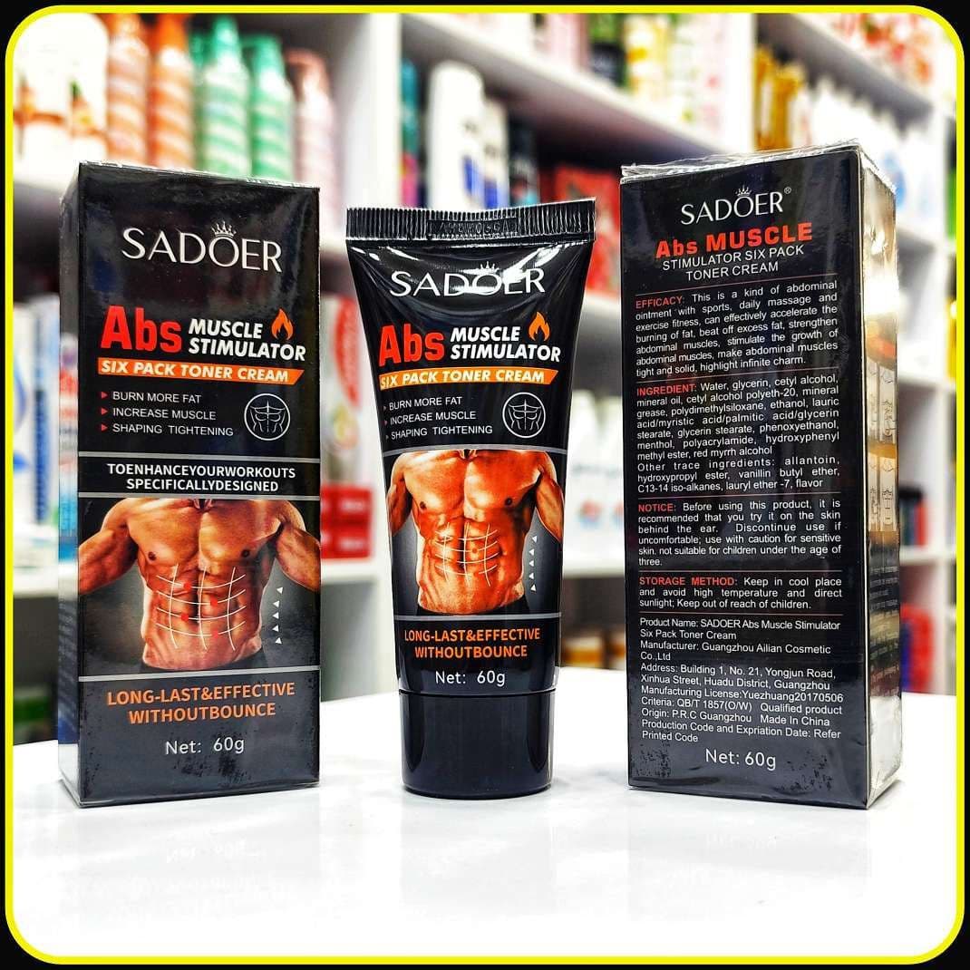کرم فرم‌دهنده شکم SADOER Abs Muscle Stimulator Six Pack Toner Cream حجم ۶۰ گرم