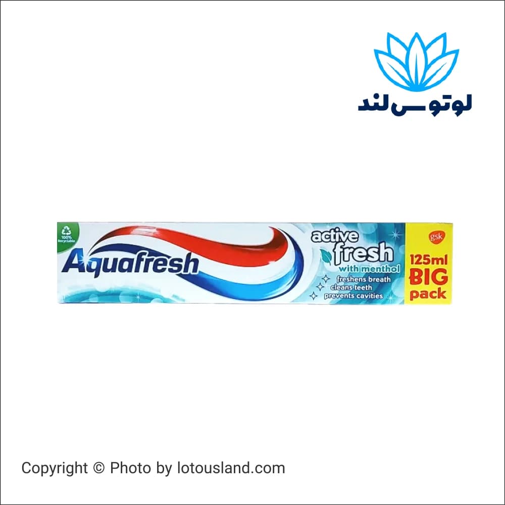 خمیردندان آکوافرش اکتیو فرش نعنایی خنک‌کننده حجم 125 میل