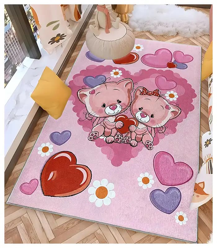 فرشینه طرح کودک خرس مهربان صورتی کد3005 — تصویر ۲