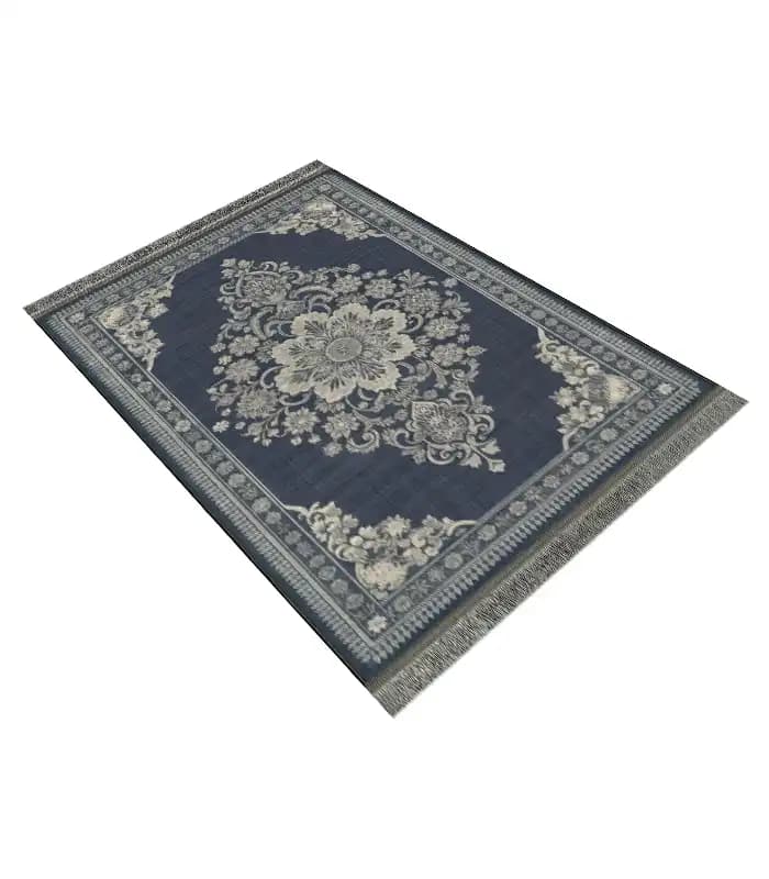 فرشینه نئو کلاسیک فرش باکس طوسی ابی کد4023 — تصویر ۴