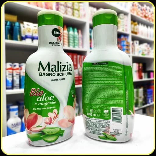 شامپو بدن مالیزیا آلوئه ورا و ماگنولیا ۱ لیتری | Malizia Bagno Schiuma Bio Aloe e Magnolia Bath Foam