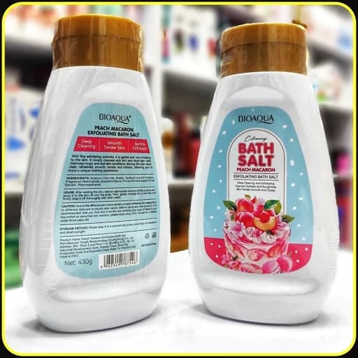 نمک حمام بایوآکوا مدل Peach Macaron حجم 430 گرم | Bioaqua Bath Salt Exfoliating