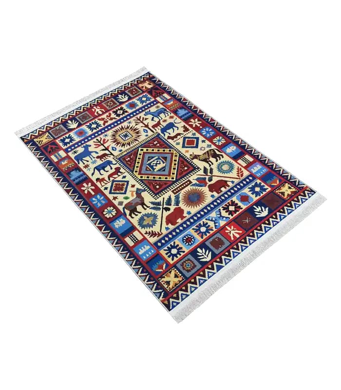 فرشینه پرمیوم مدرن عشایری کرم کد 5013 — تصویر ۳