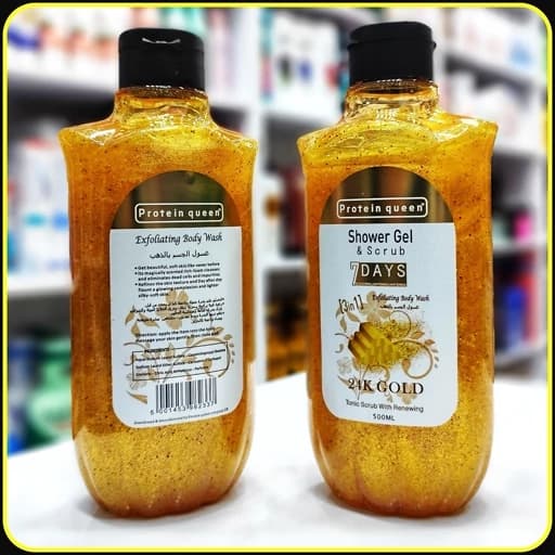 شاور ژل و اسکراب بدن Protein Queen 24K Gold حجم 500 میلی‌لیتر | Exfoliating Body Wash