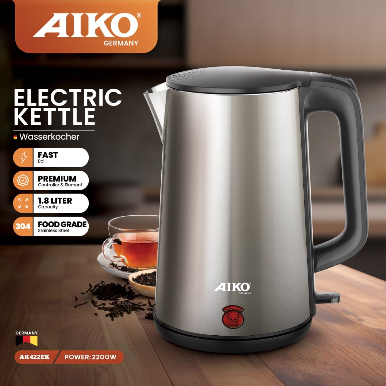 کتری برقی استیل آیکو مدل AK422EK
