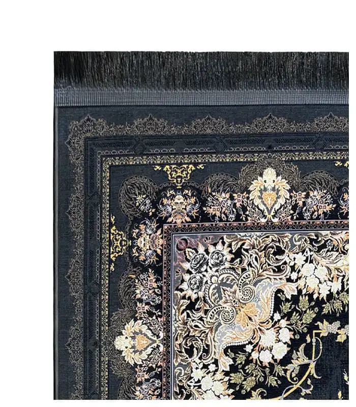 فرشینه پرمیوم کلاسیک مشکی طلائی کد4047 — تصویر ۳