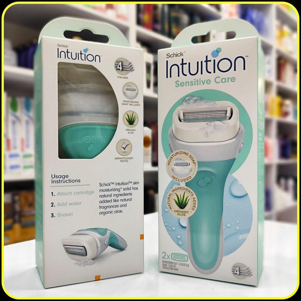 خودتراش زنانه شیک اینتویشن Sensitive Care مدل Schick Intuition Sensitive Care با ۴ تیغه و آلوئه‌ورا