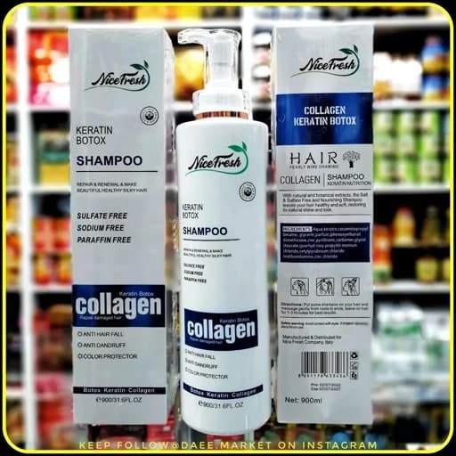 شامپو کراتین بوتاکس کلاژن نایس‌فرش Nicefresh Keratin Botox Collagen Shampoo حجم ۹۰۰ میلی‌لیتر