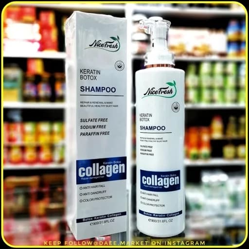 شامپو کراتین بوتاکس کلاژن نایس‌فرش Nicefresh Keratin Botox Collagen Shampoo حجم ۹۰۰ میلی‌لیتر — تصویر ۲