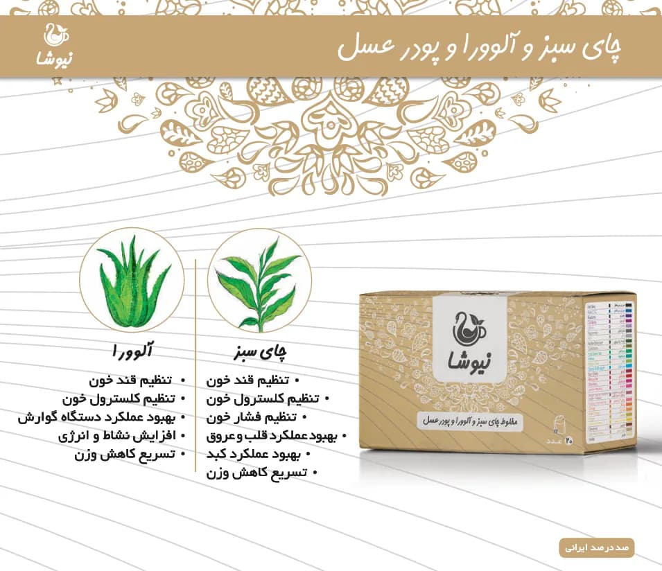 چای سبز و آلوئه‌ورا نیوشا — تصویر ۳