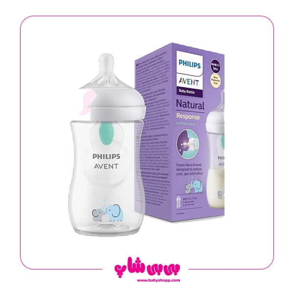 شیشه شیر طرح دار اونت ضد نفخ سوپاپ دار 260 میل