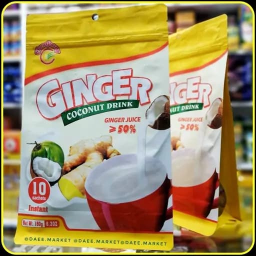 نوشیدنی نارگیل زنجبیل جینجر ۱۰ ساشه Ginger Coconut Drink Instant